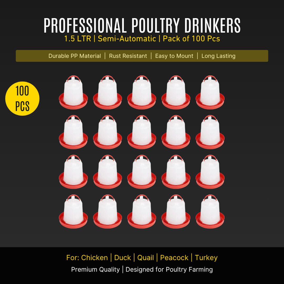 tm&w 100Pcs 1.5L Poultry Drinkers Semi-Auto Duck Chicken Turkey PP Material Common Bird Feeder-picture-45