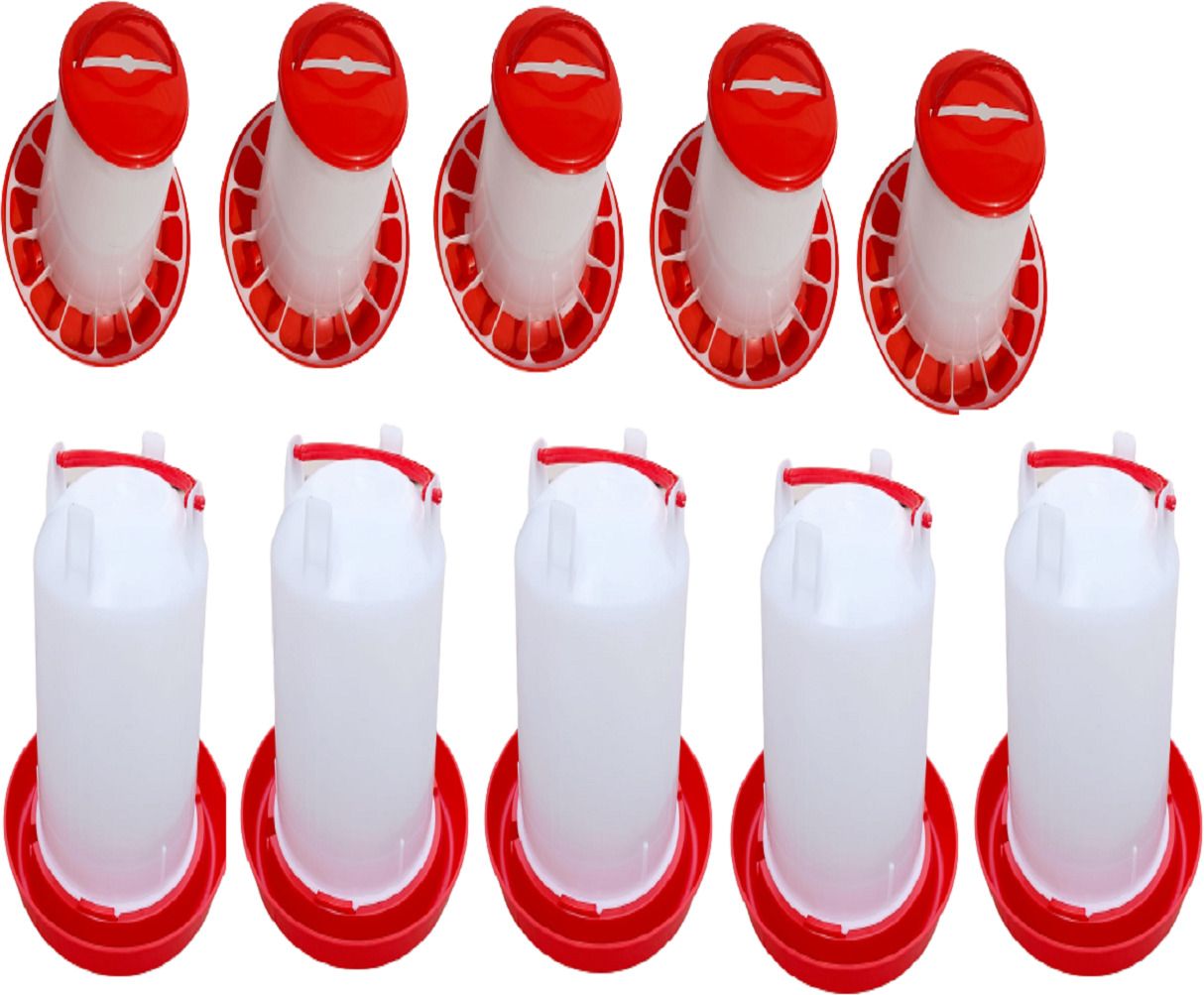 tm&w poultry 1.5 kg feeder 5 pcs & 1.5 Ltr drinker 5 pcs =10 combo Platform Bird Feeder-picture-17
