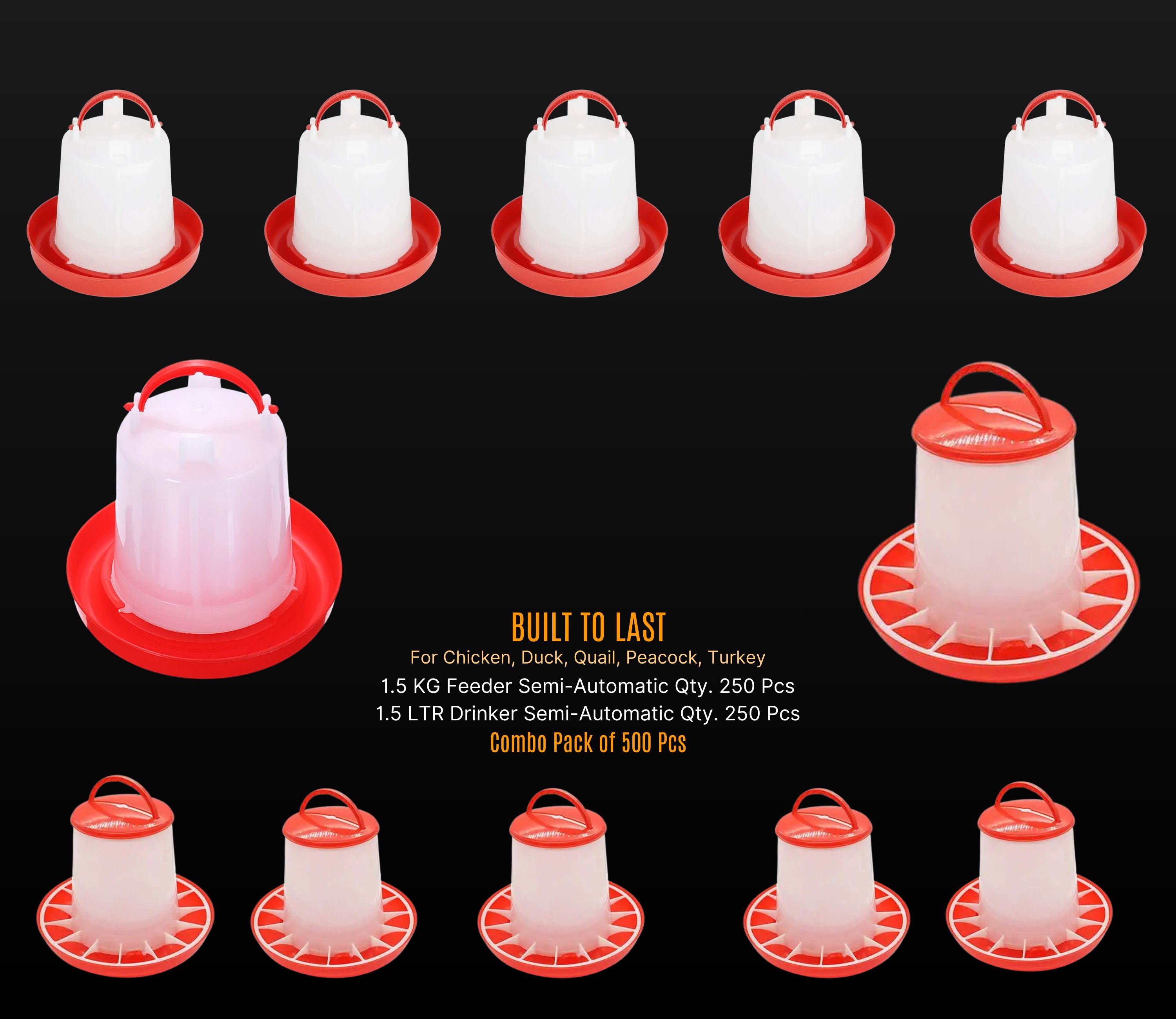 tm&w Semi-Automatic PP Poultry Set: 250 Feeders 1.5KG + 250 Drinkers 1.5LTR Window Bird Feeder Bird Feeder-picture-34