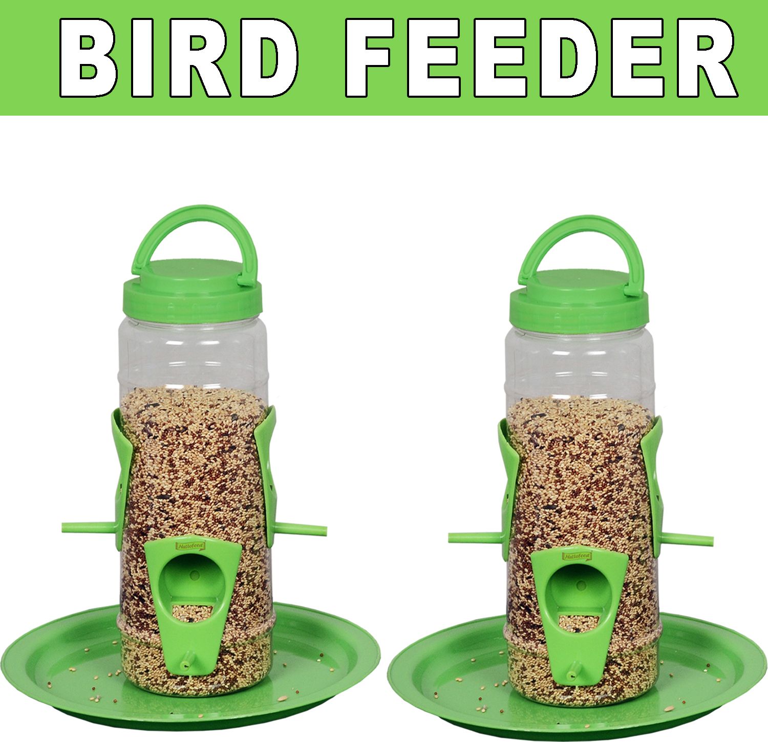 hallofeed BIRD FEEDER -02 pc (GREEN) Window Bird Feeder-picture-42