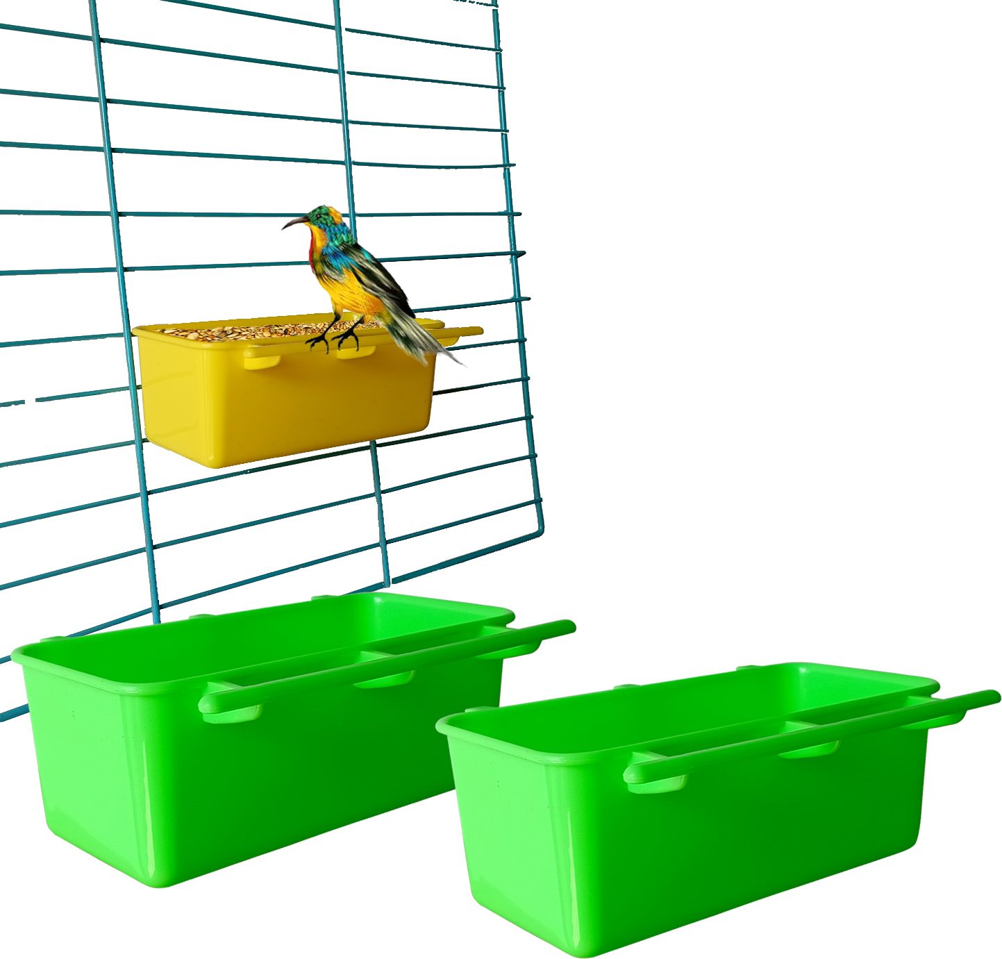 Bird Food Feeder Hanging Container Birds Cage Plastic Bird Feeder Food Bowls-2 Window Bird Feeder Bird Feeder-image-7