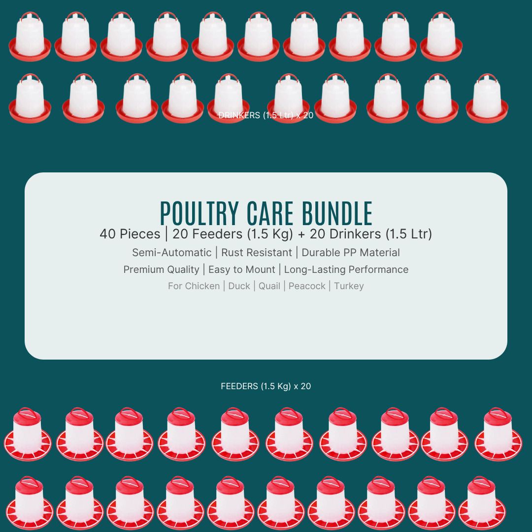 tm&w Durable PP Poultry Combo: 1.5KG Feeders 1.5L Drinkers 20Pcs Each Set Window Bird Feeder Bird Feeder-picture-20