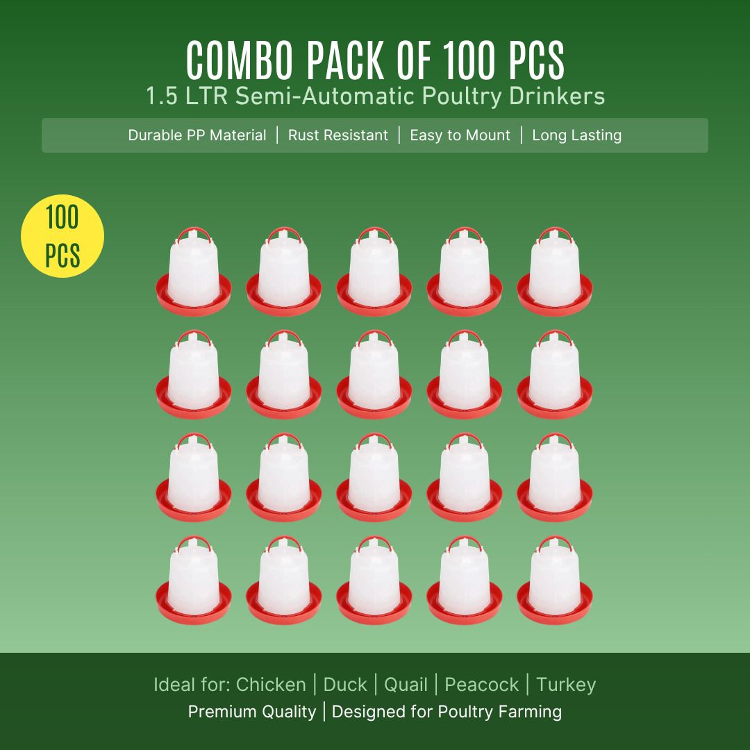 tm&w Durable 1.5 Ltr Poultry Drinkers 100Pcs Semi-Auto Rust Resistant Quality Common Bird Feeder-picture-20