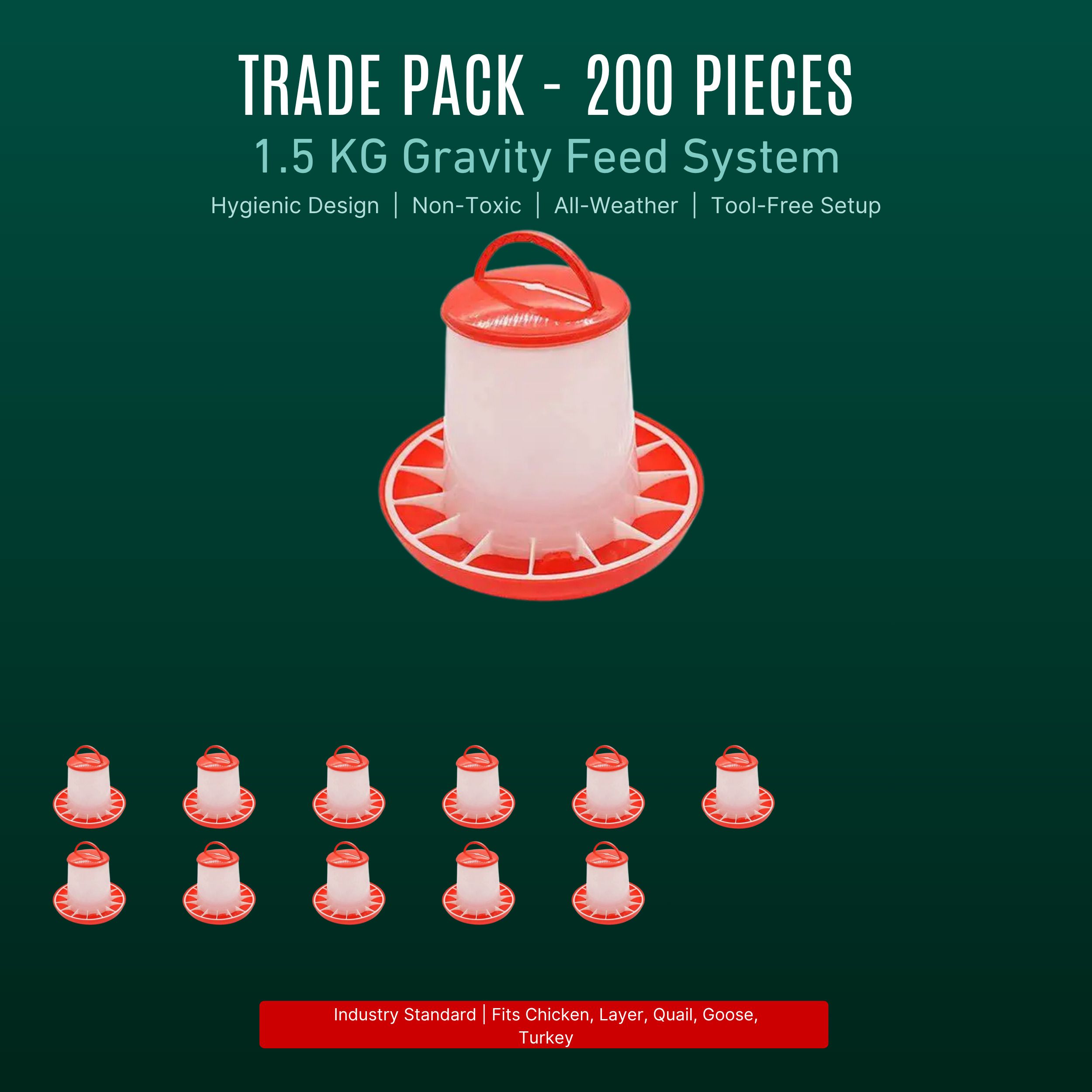 tm&w Premium 1.5KG Poultry Feeders - Semi-Automatic, Rust Resistant (200 Pcs) Window Bird Feeder Bird Feeder-picture-18