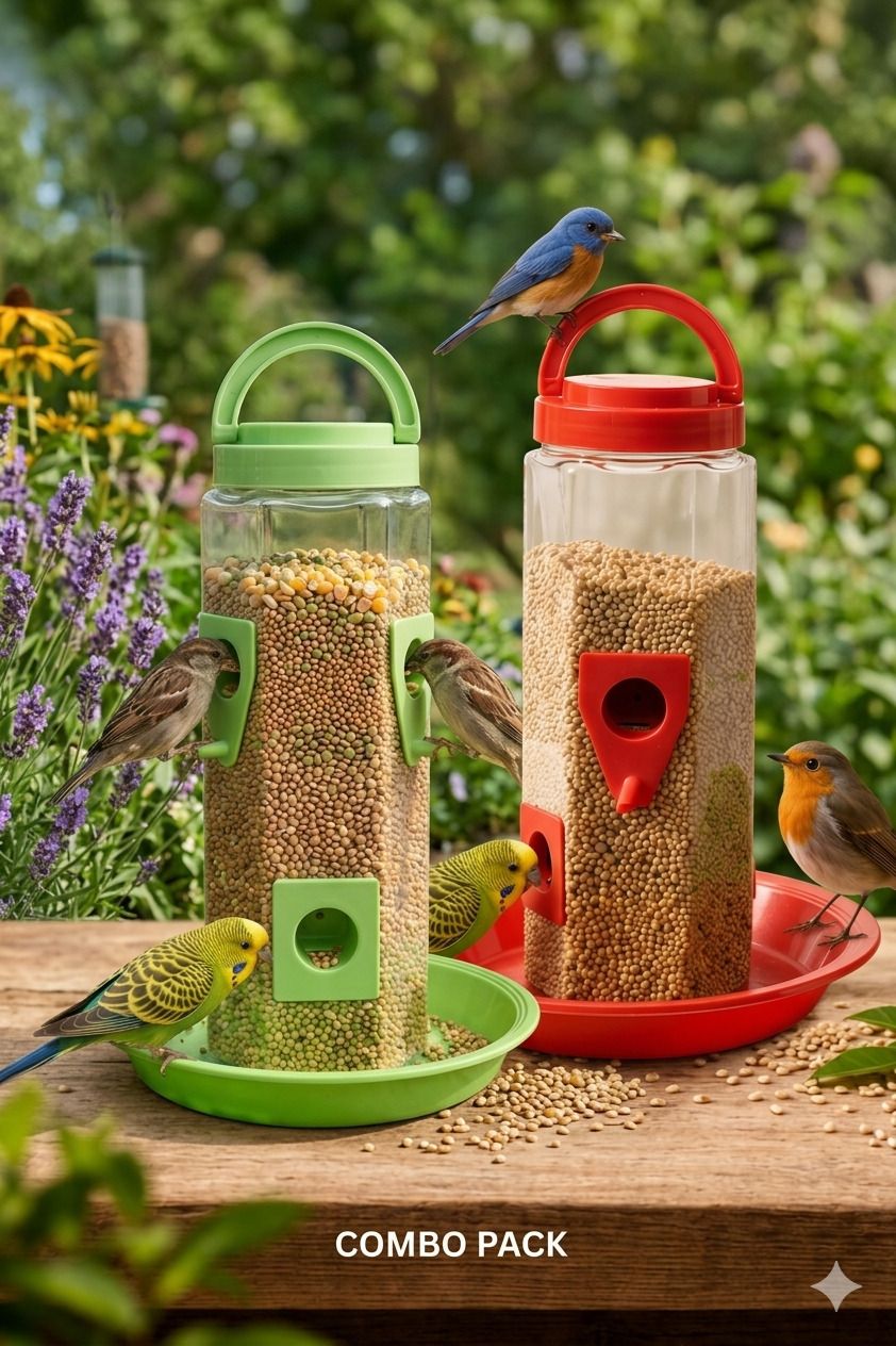vidushi trade Multicolor Bird Feeder, outdoor Hanging Bird Feeder Pack-2 Green Red Platform Bird Feeder-picture-30
