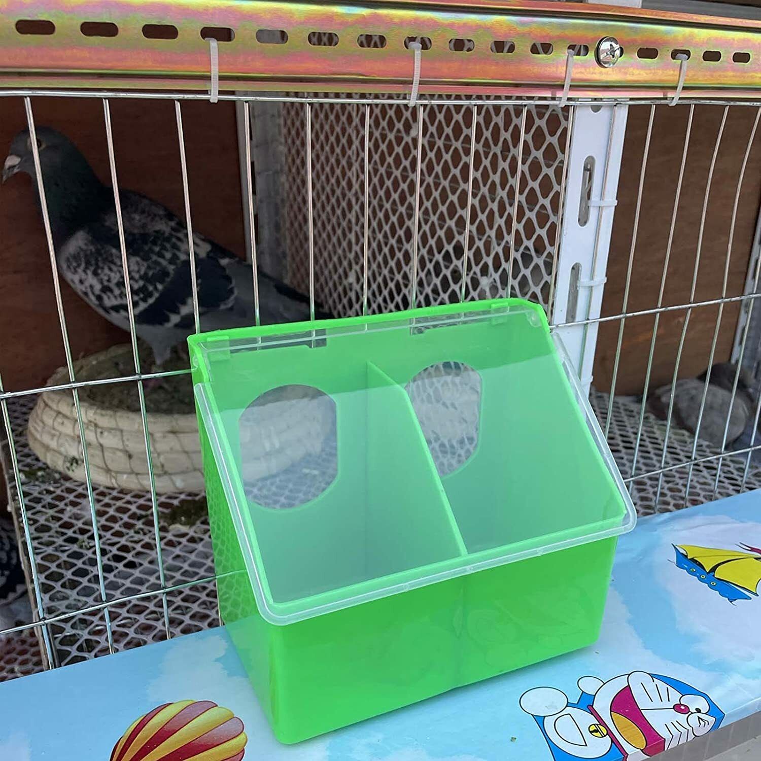 g p s 5 Pcs Pigeon Plastic Feeder, Dove Bird Water & Food Feeding Hanging Box Caged Bird Feeder-picture-14