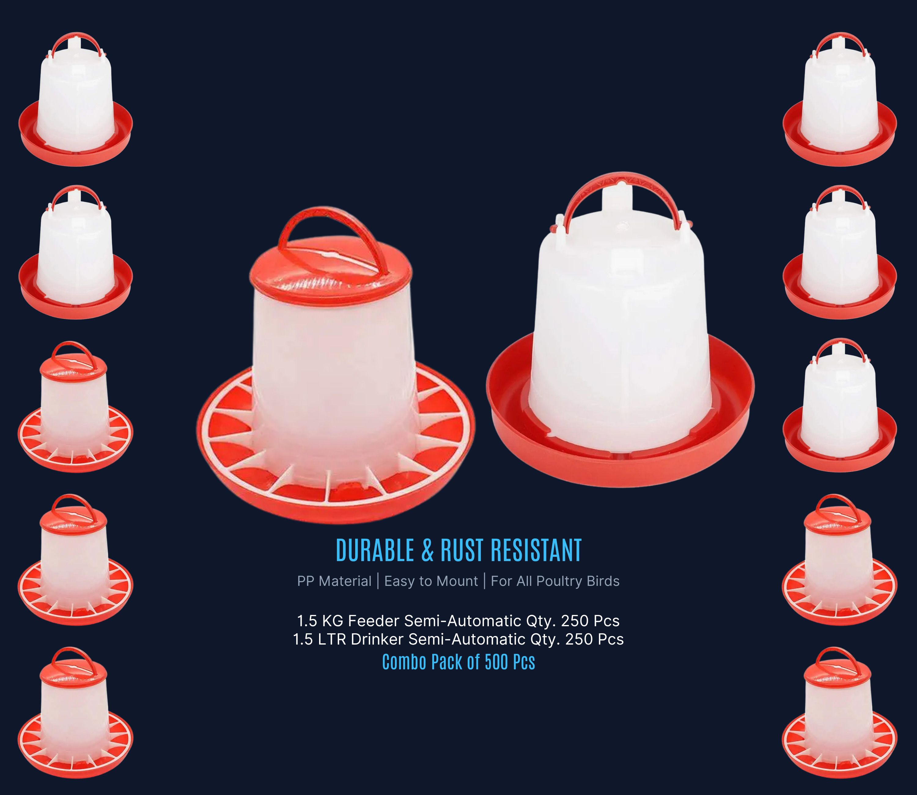 tm&w Premium Poultry Combo: 250 Semi-Auto Feeders 1.5KG + 250 Drinkers 1.5L Window Bird Feeder Bird Feeder-picture-29