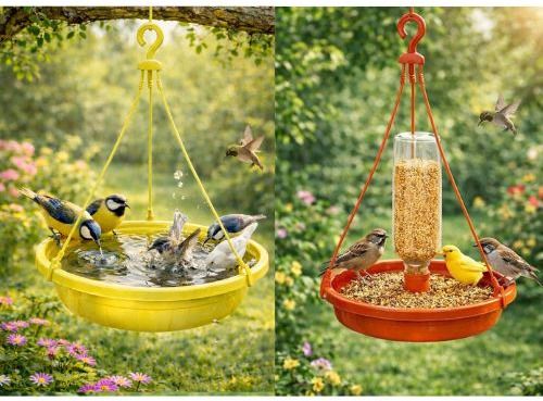 shivyansh 2 enterprise Hanging Bird Feeder & Bird Bath for Garden Plastic Feeding Tray with Water Bowl Window Bird Feeder Bird Feeder-picture-10