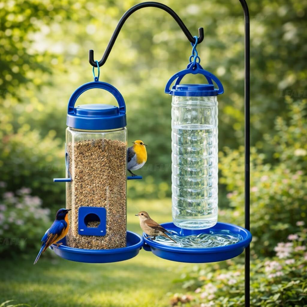 leafly Hanging Bird Water & Food Feeder Combo for Balcony Window Tarace Garden Outdoor Common Bird Feeder-picture-20
