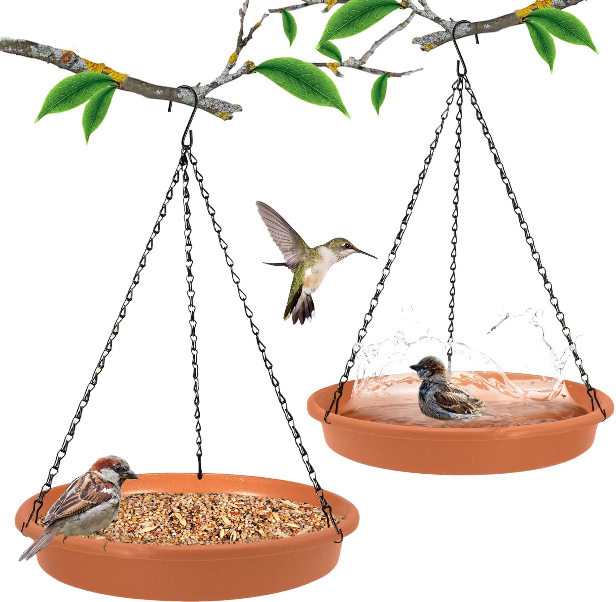 Hanging BirdFeeder Pack of 2 for Water Seed & Bath Trey | Balcony,Trees,Garden Window Bird Feeder Bird Feeder-image-16