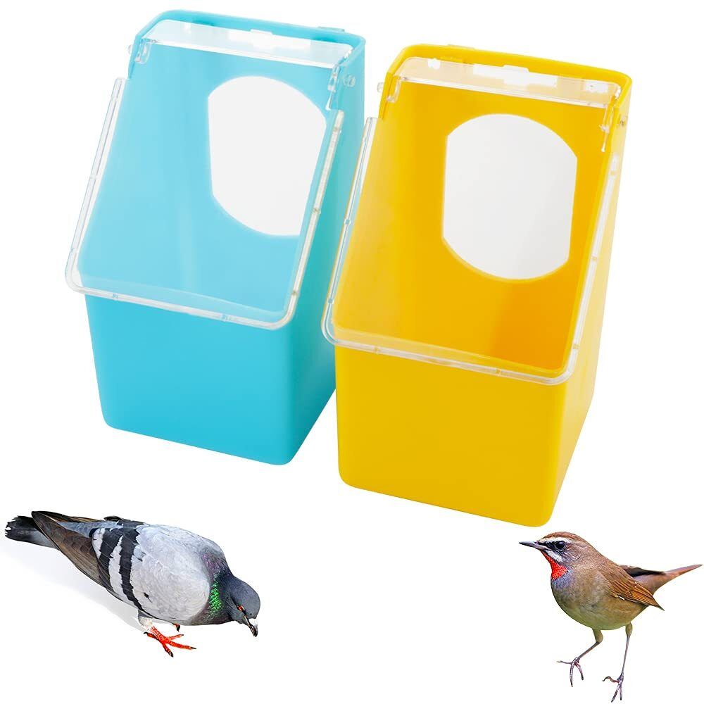 g p s 2 Pcs Pigeon Plastic Feeder, Dove Bird Water & Food Feeding Hanging Box Caged Bird Feeder-picture-13