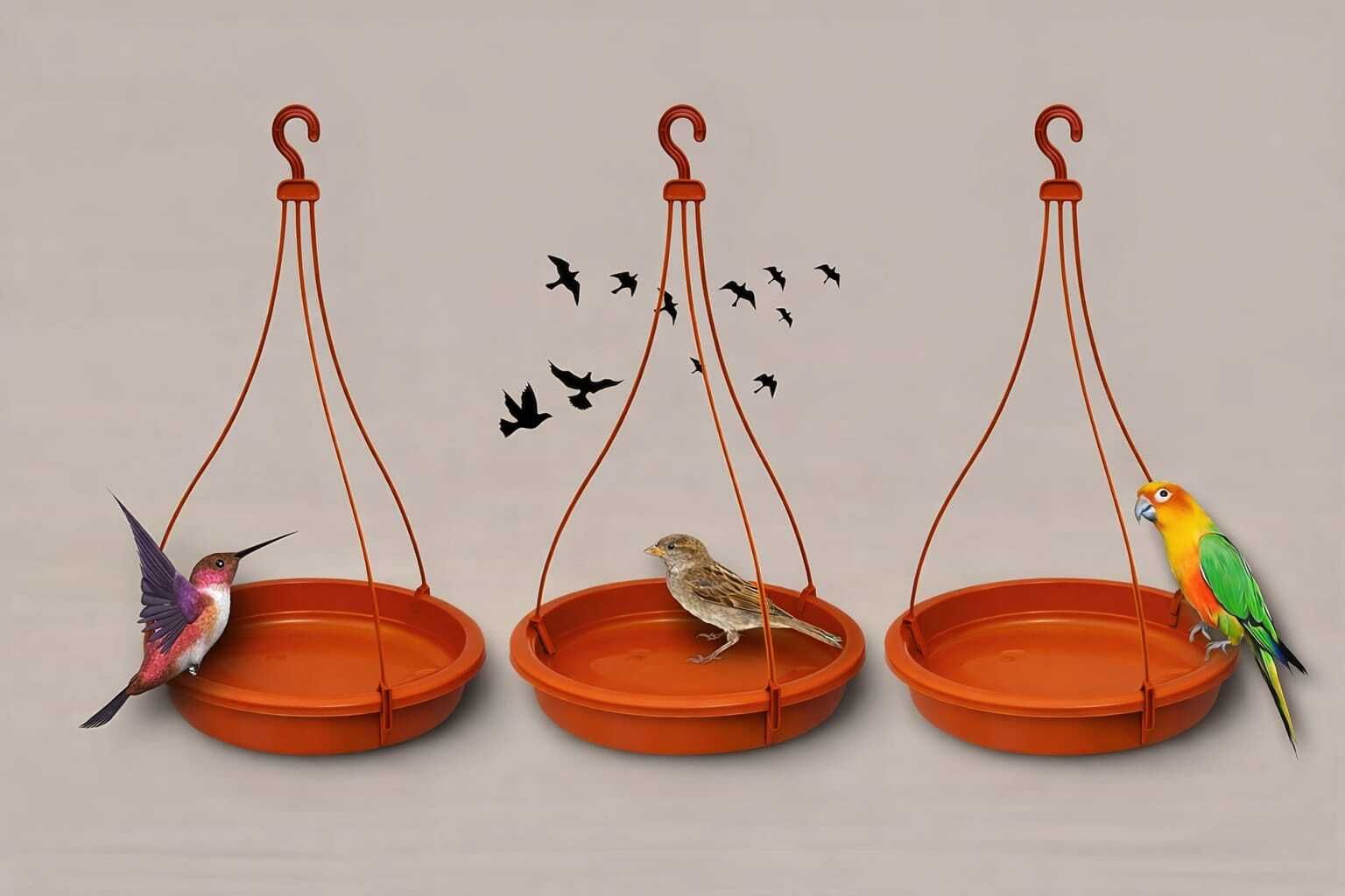 worldglobal Hanging Bird Feeder Tray for Balcony Garden Plastic Bird Water Feeder(Pack of 3) Tray Bird Feeder-picture-19