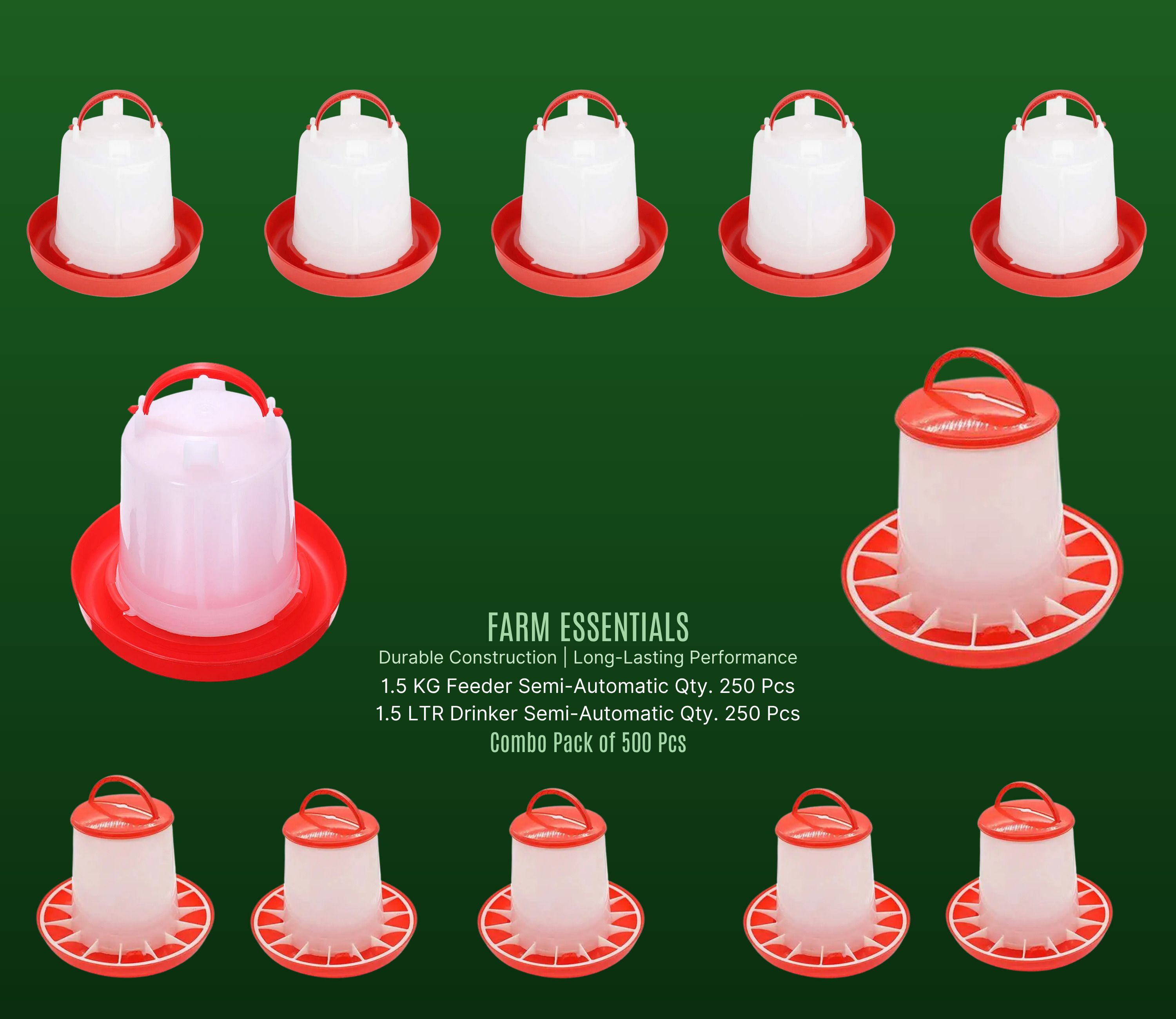 tm&w Long-Lasting Poultry Combo: 1.5KG Feeders 250 + 1.5L Drinkers 250 Pcs Window Bird Feeder Bird Feeder-picture-27