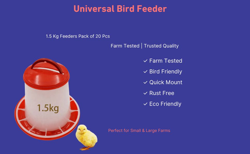 tm&w Heavy Duty Semi-Automatic Feeders - 1.5kg Poultry Pack of 20 Units Common Bird Feeder-picture-13