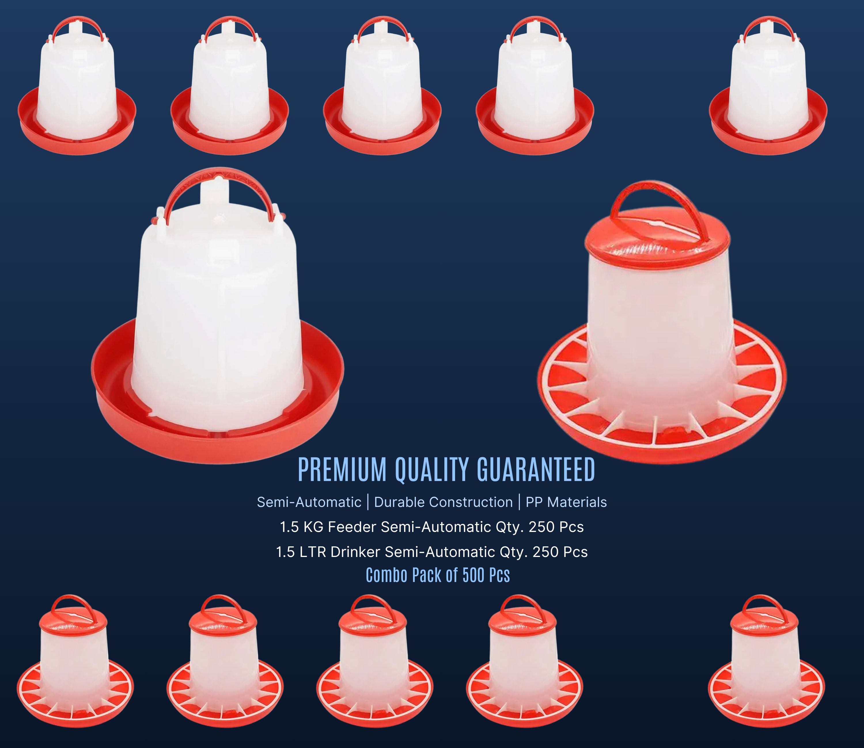 tm&w Poultry Combo Pack 500Pcs: Durable 1.5KG Feeders & 1.5L Drinkers Set Window Bird Feeder Bird Feeder-picture-30