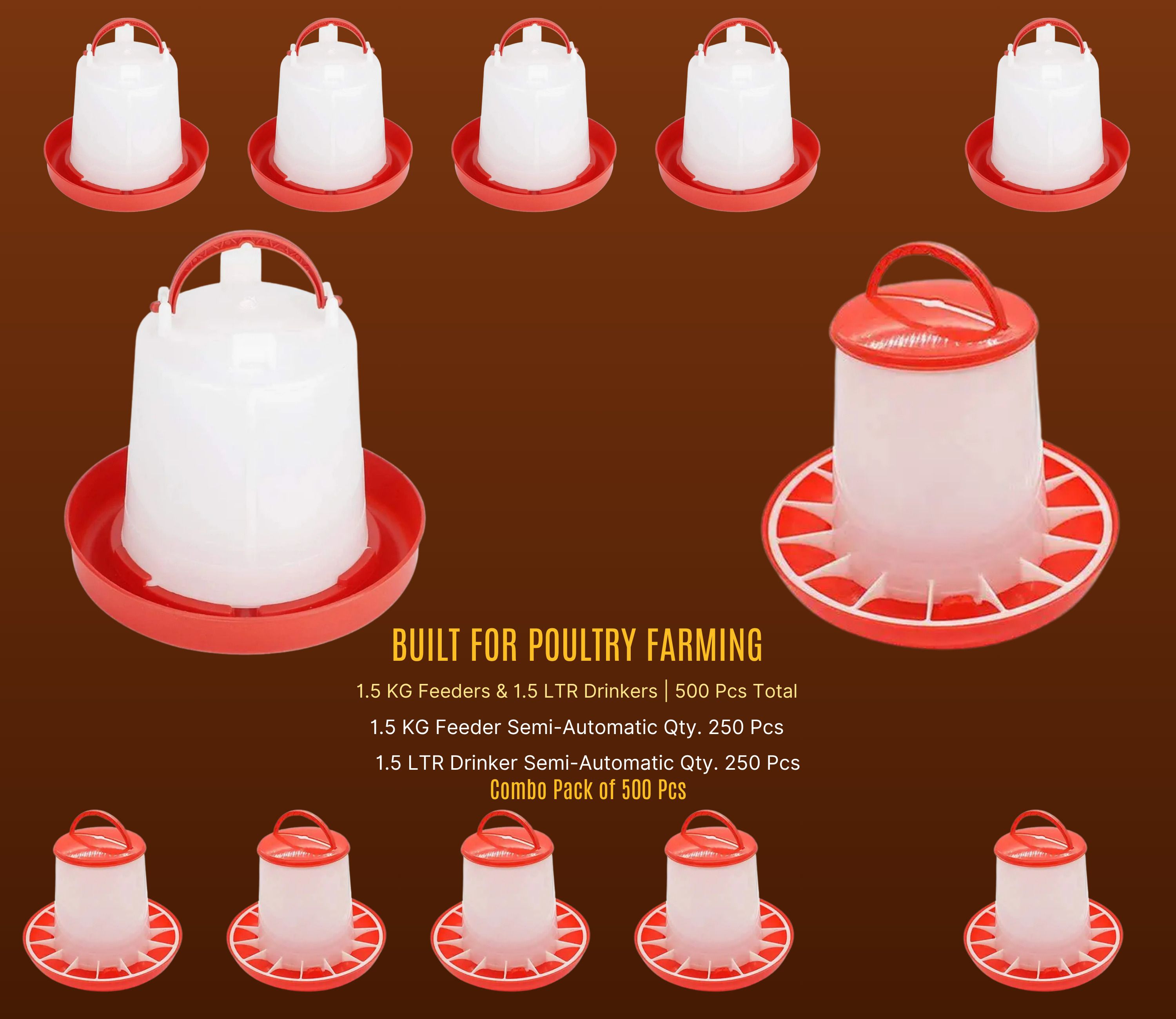 tm&w Premium PP Farming Combo: 500Pc 1.5KG Feeders & 1.5L Drinkers Rust-Free Window Bird Feeder Bird Feeder-picture-28