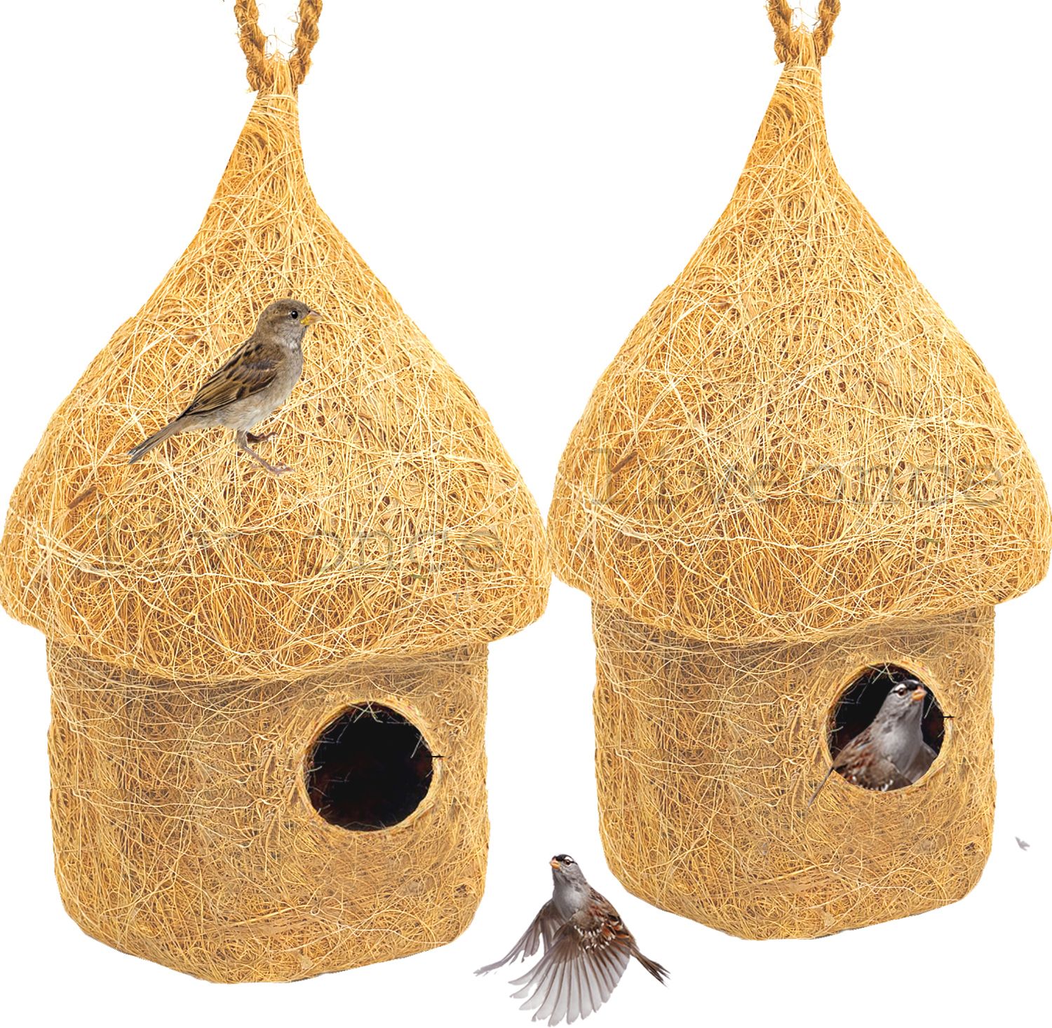 NATURAL HUT BIRD HOUSE FOR ALL BIRDS PACK OF 2 Bird House-image-18