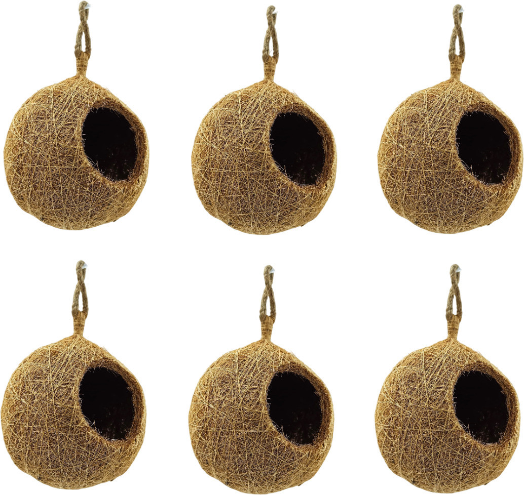 omiyage Natural Jute Bird Nest for Cages, Cozy & Safe Nesting Solution For Birds(6 Nest) Bird House image 1