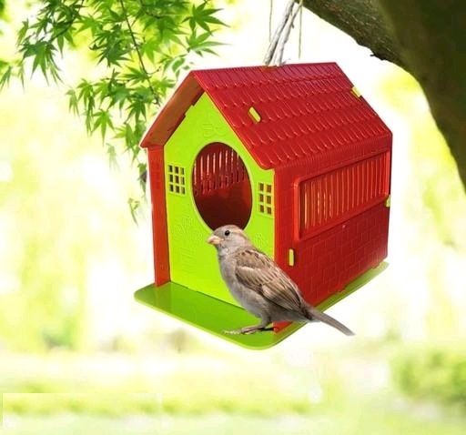 Bird House Plastic nest Box for Sparrow, Squirrel, Finches & Small Birds Folding Bird House-image-3
