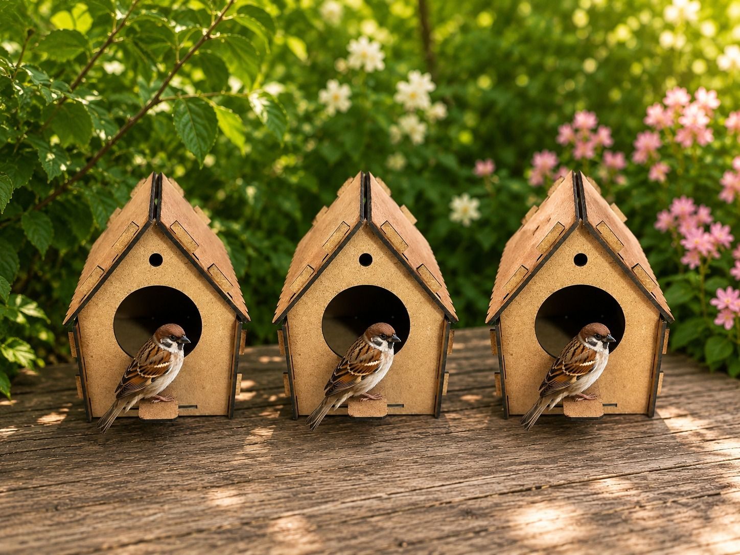 Pack of 3 Handmade Wooden Birdhouses Bird House-image-22