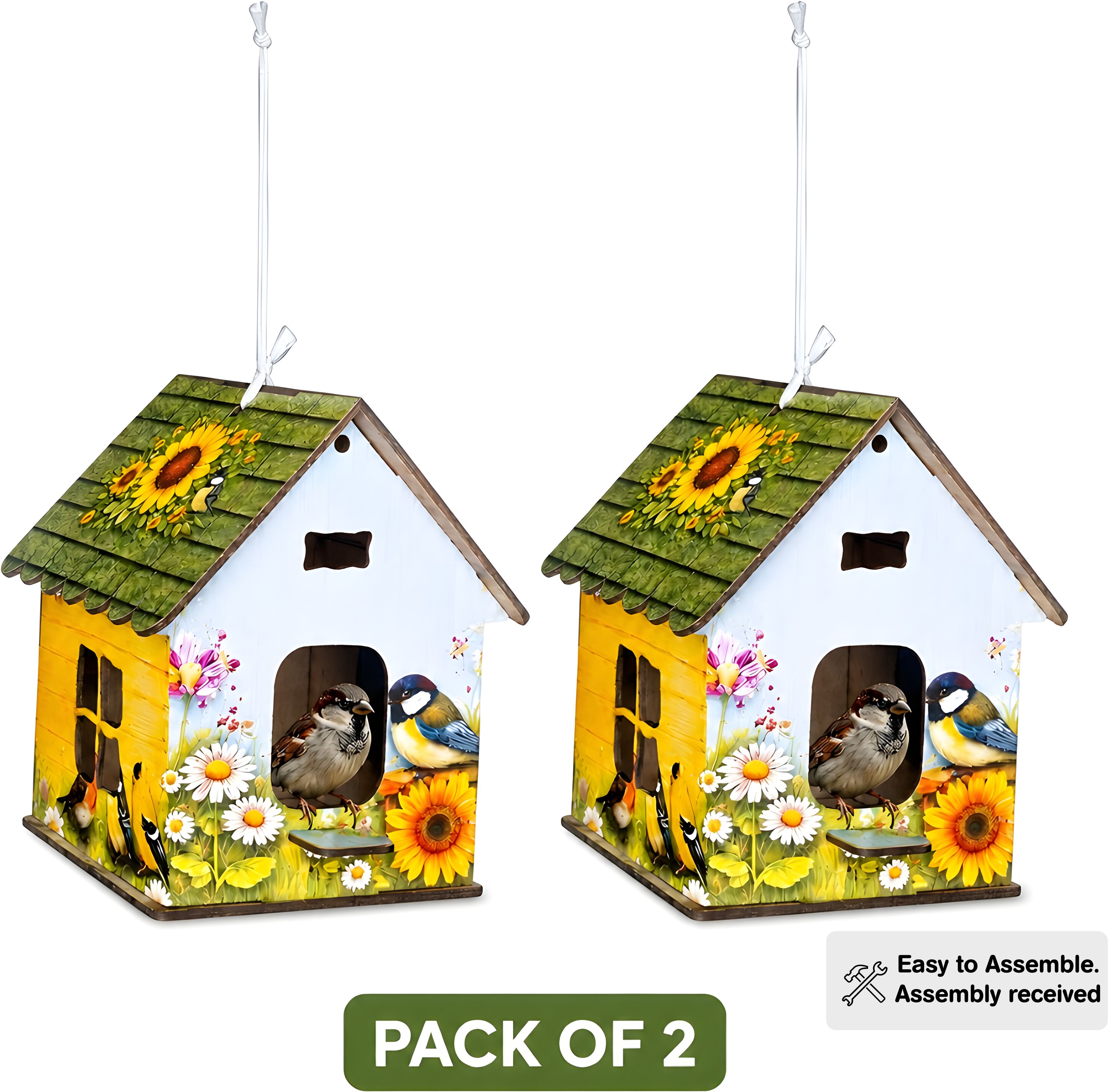 karni craft Wooden Bird House Pack of 2 for Balcony Terrace Hanging Nest Home Decor Bird House-picture-21