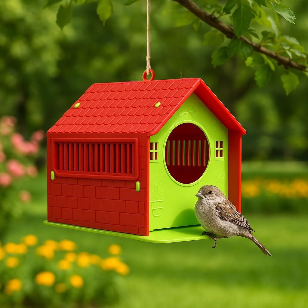 l n store Outdoor Hanging Bird House | Decorative Plastic Bird Nest for Garden & Balcony Bird House-picture-35