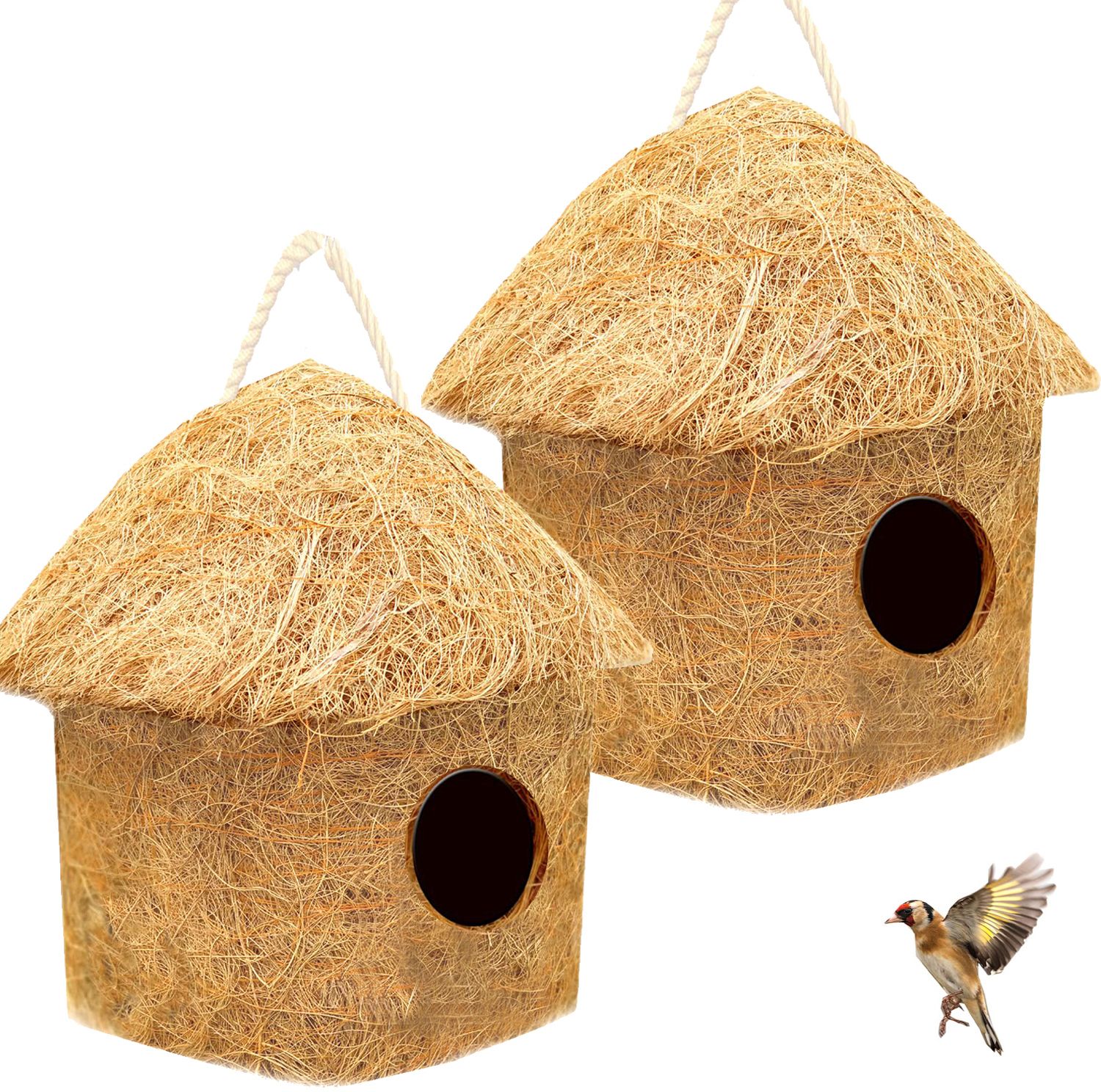 liveonce NATURAL CLASSIC HUT BIRD HOUSE FOR ALL BIRDS PACK OF 2 Bird House-picture-28