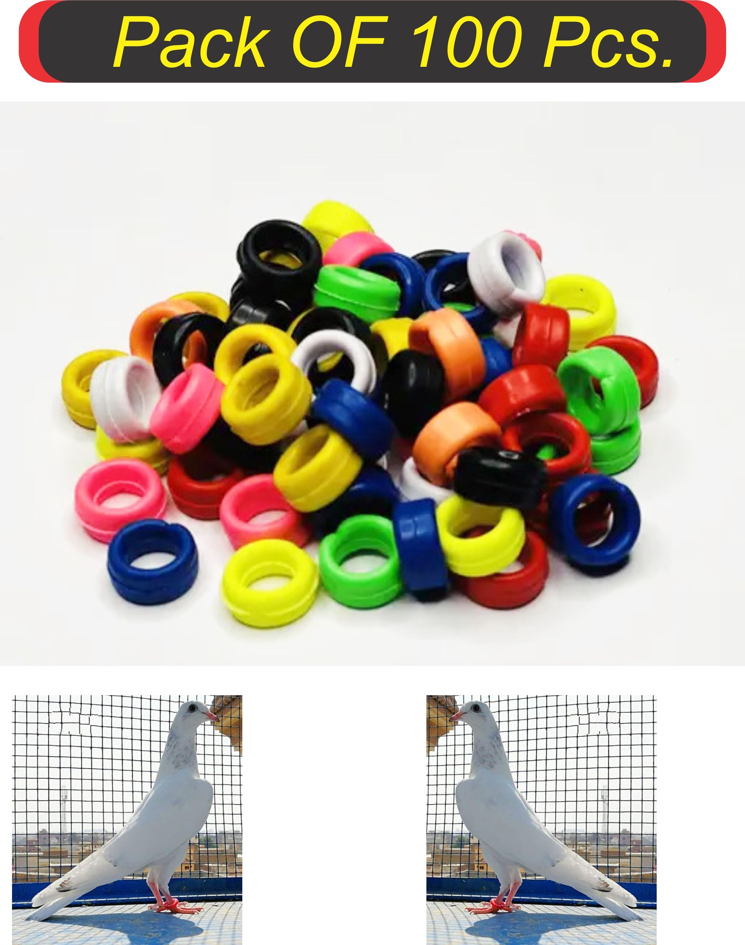 s.blaze 100 Pcs Stylish , Colourful, Rubber Pigeon Ring 02 Bird Shoulder Guard-picture-24