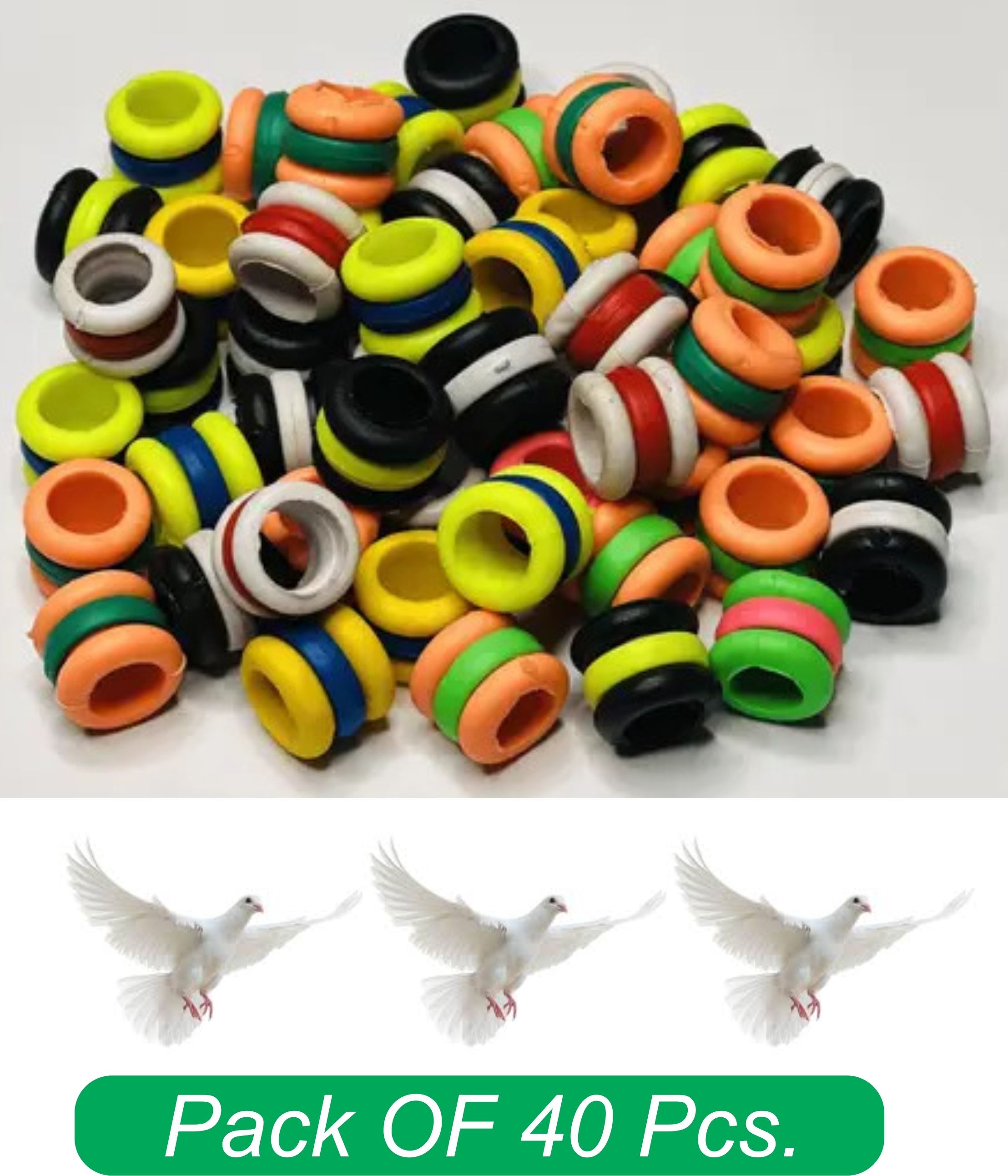 40 Pcs Stylish, Sounds, Colourful, Rubber Pigeon Ring Bird Shoulder Guard-image-12