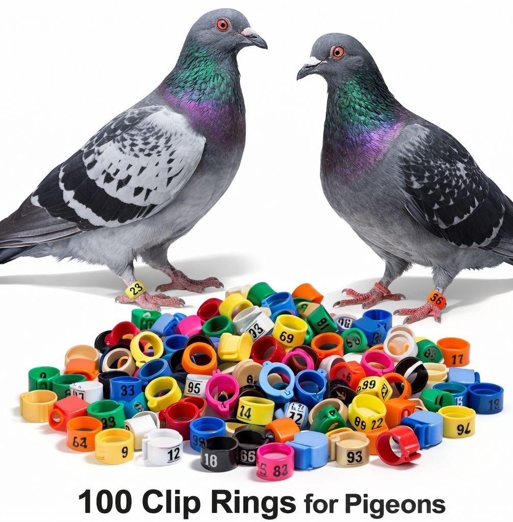 100 Multi-Color Clip Rings for Pigeons – Durable Numbered Leg Bands Bird Shoulder Guard-image-8