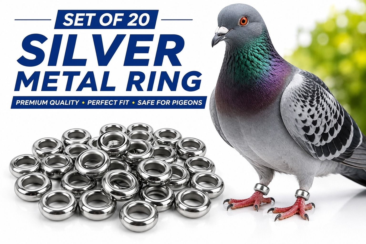 indian petsworld Set of 20 Silver Metal Pigeon Leg Rings Bird Shoulder Guard-picture-44