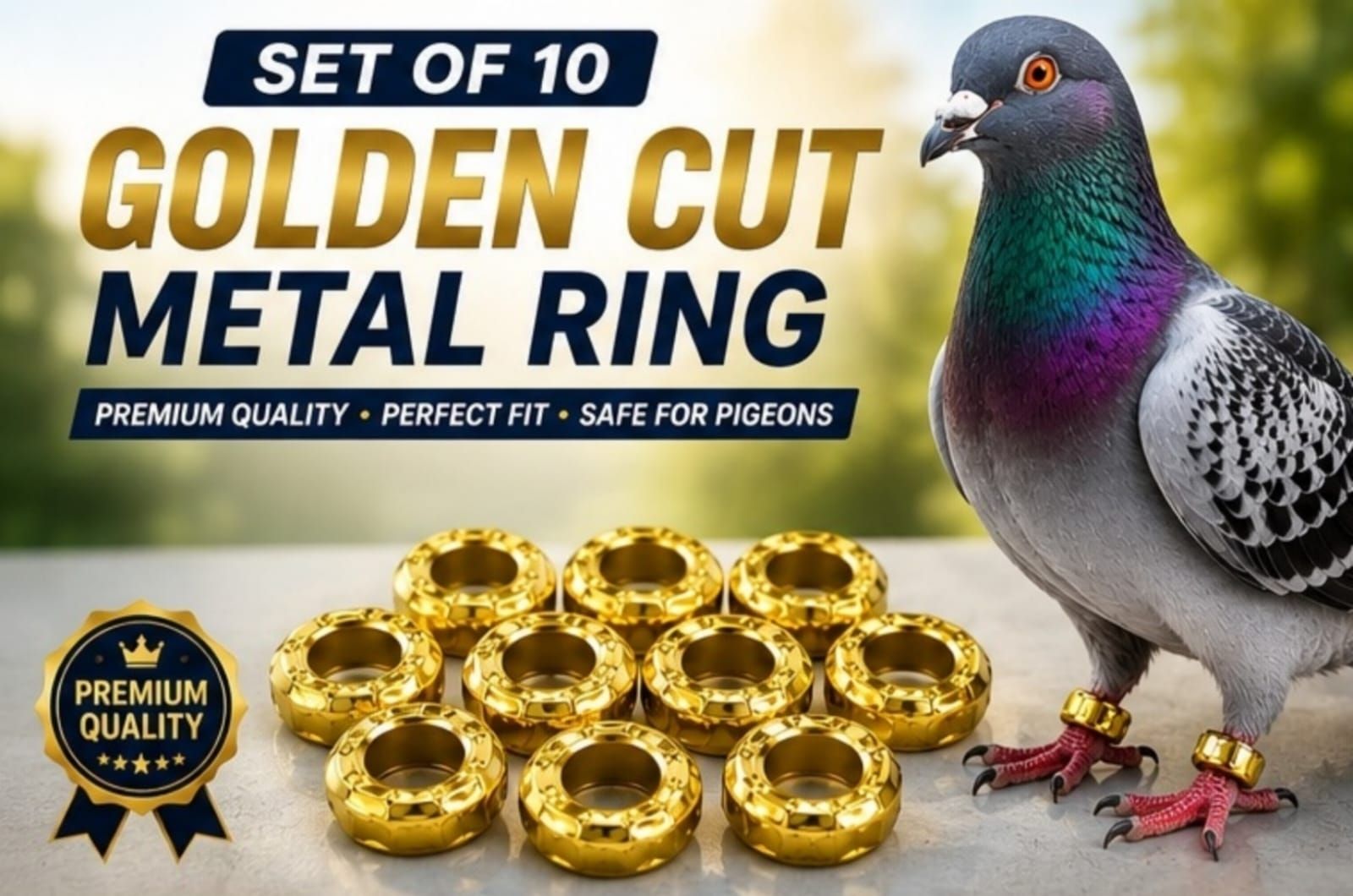 indian petsworld Golden Cut Metal Pigeon Leg Rings (Set of 10) Bird Shoulder Guard-picture-33