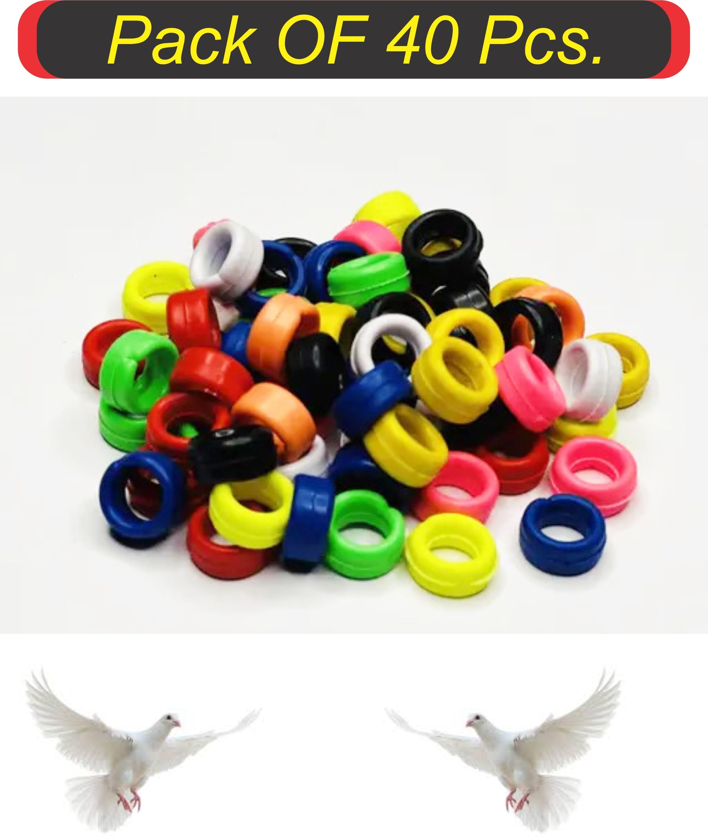 s.blaze 40 Pcs Stylish , Colourful, Rubber Pigeon Ring Bird Shoulder Guard-picture-28