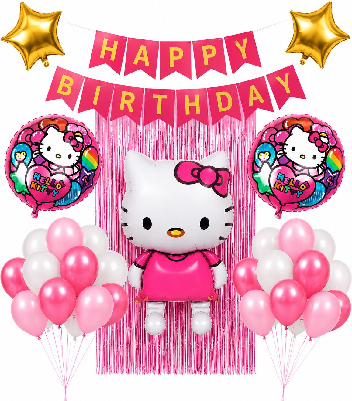Happy Birthday Cute Kitty Theme Pink Decoration Combo Set - Pack of 26 Items-image-16