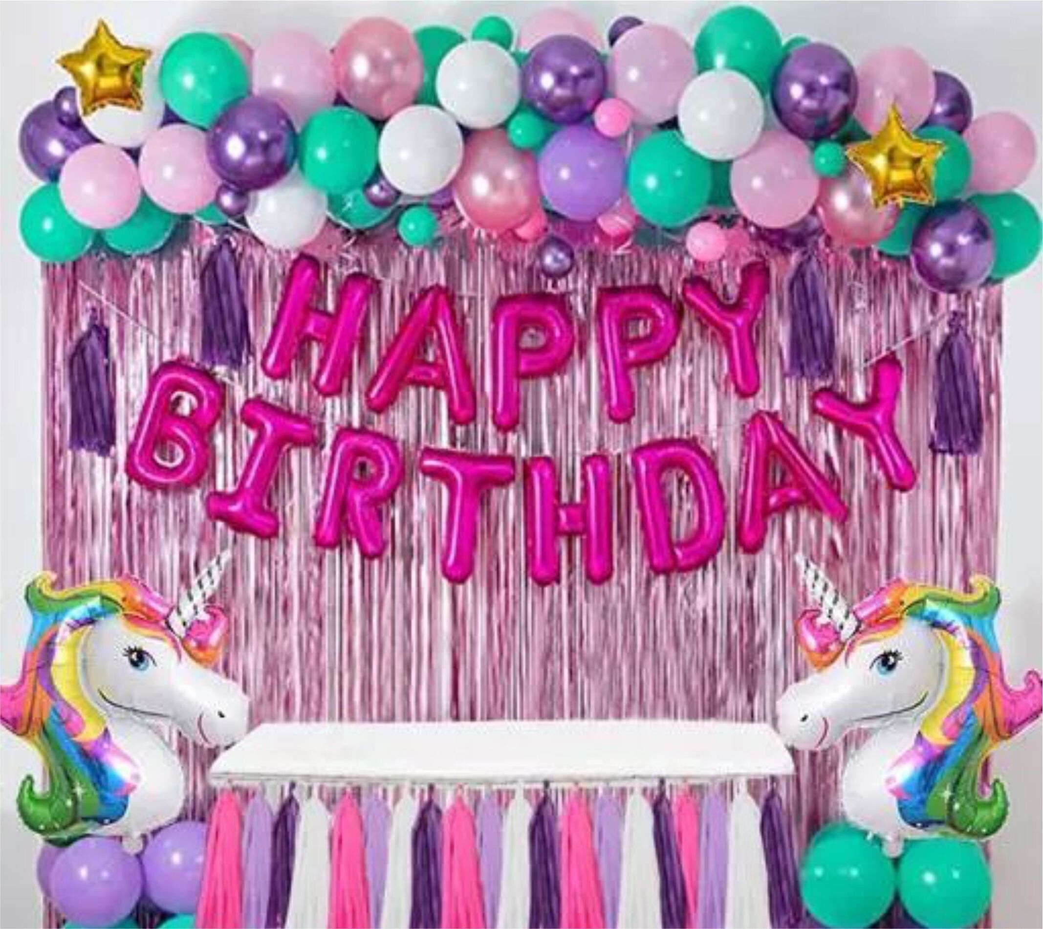 pbbs Decoration / Unicorn & Happy Birthday Foil / Pastel Balloons / Curtain (fk-117)-picture-45