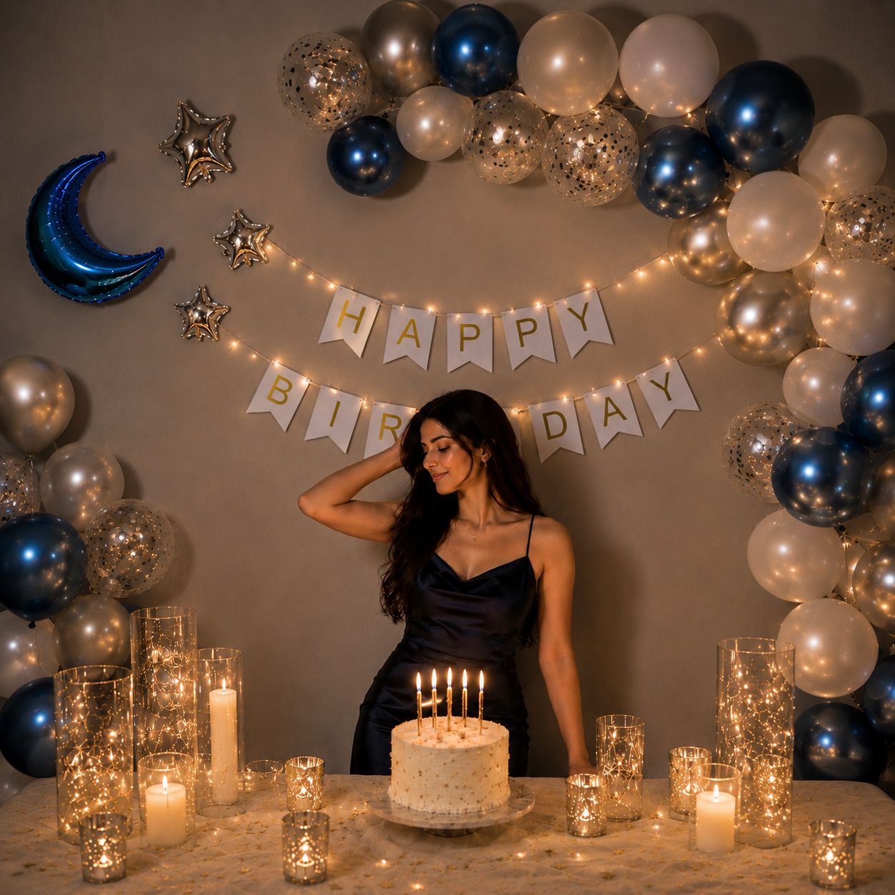 Premium Blue Silver Birthday Decoration Kit-image-38