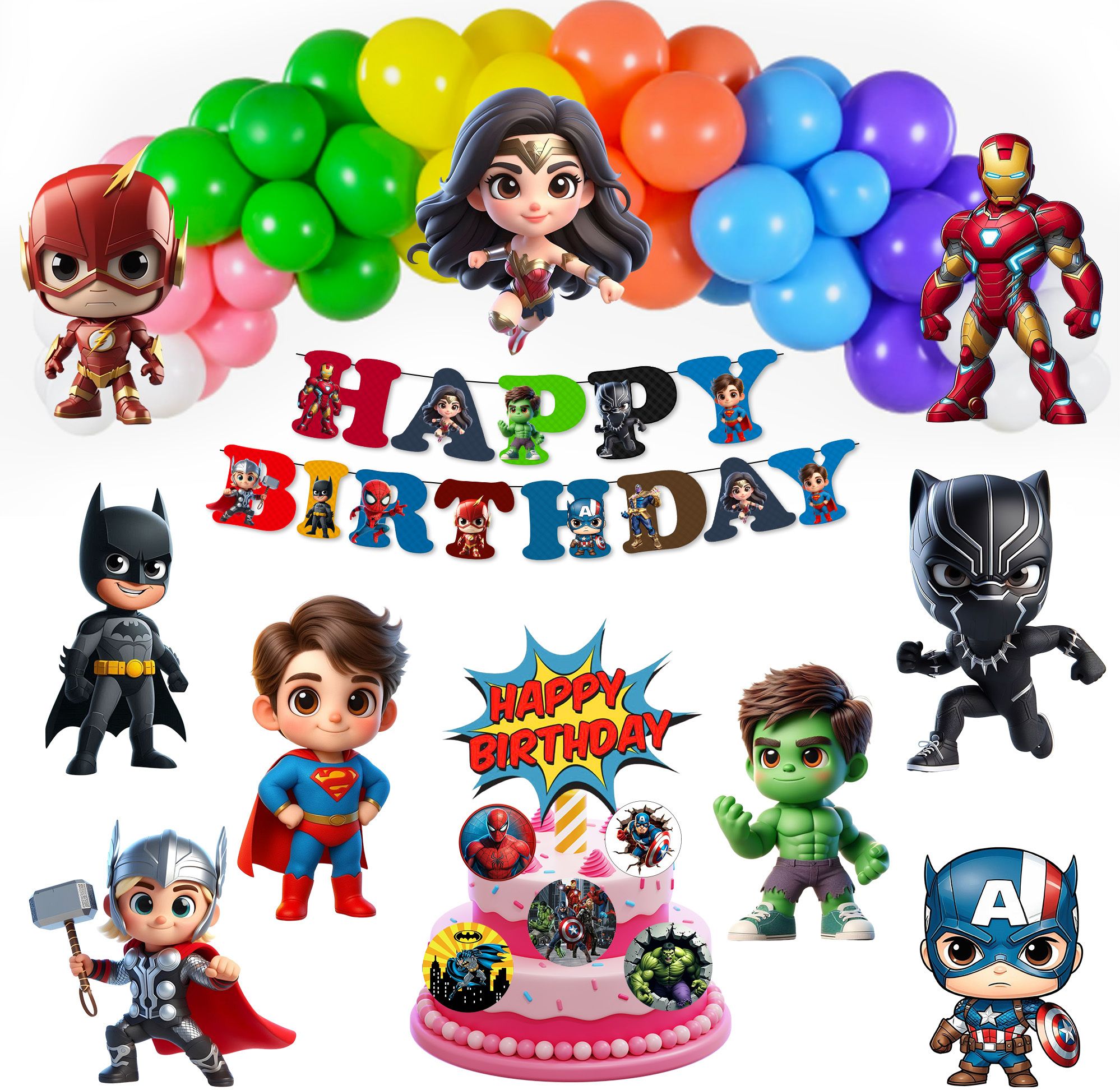 Superhero Birthday Decoration Combo | Kids Party Favors Kit-image-43