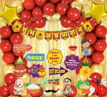 pbbs Annaprashan Decoration Theme Baby Rice Ceremony Decorations (Set of 62) (fk-233)-picture-2