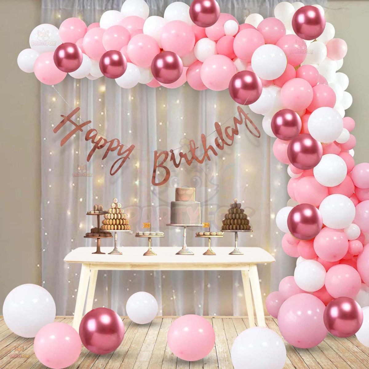 partyfox Aesthetic Birthday Decoration Kit for Girls and Wife with Rose Gold Theme-picture-27