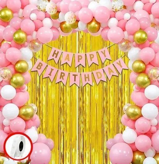pbbs Pink Theme Birthday Decoration Kit Set Item Combo for Girls, WIfe (fk-339)-picture-11