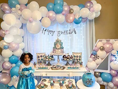 Frozen Theme Birthday Decoration Kit for Girls/Kids With White net and Led Light-image-18