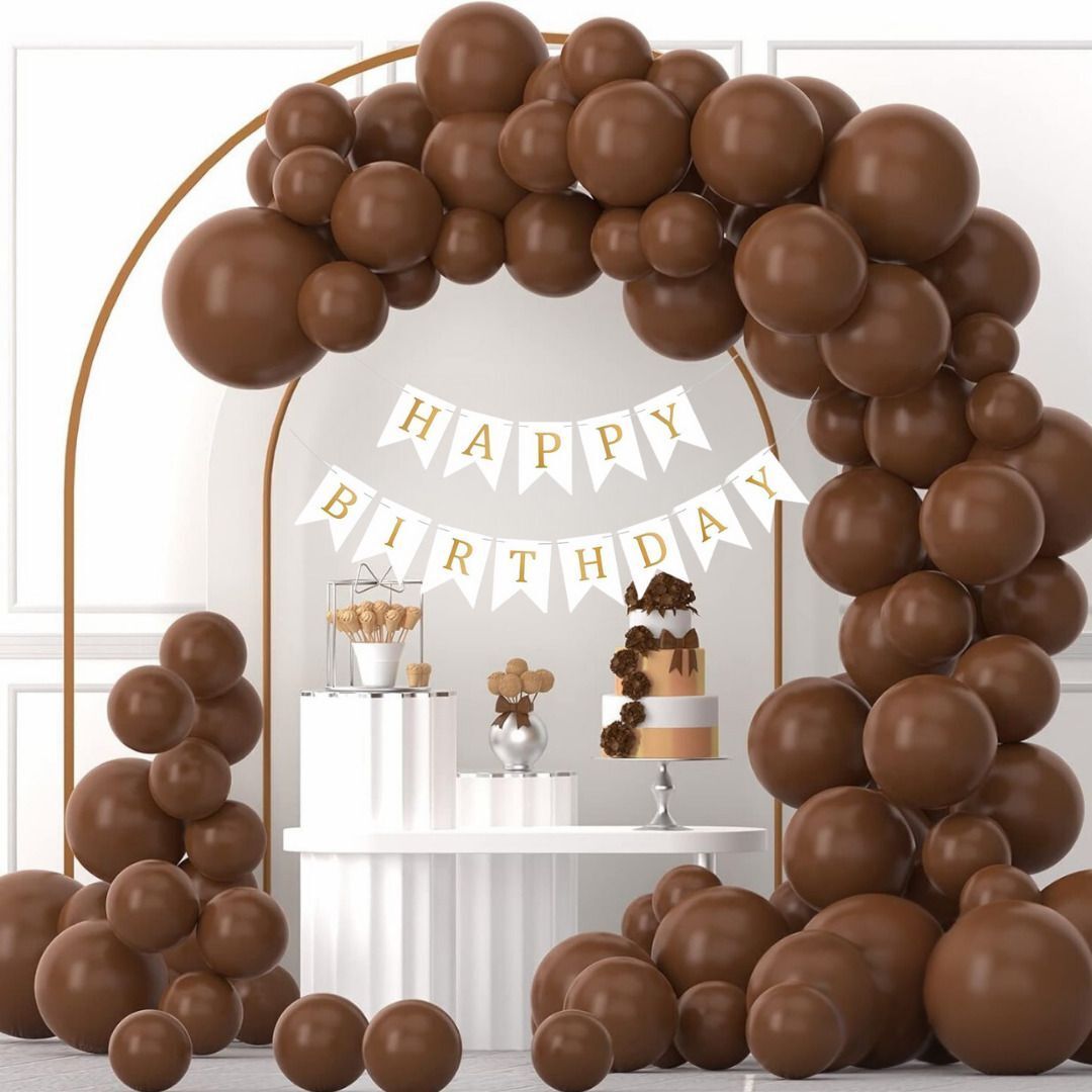decor sparks 64Pcs Brown Birthday Decoration Kit with Balloons & Banner-picture-19
