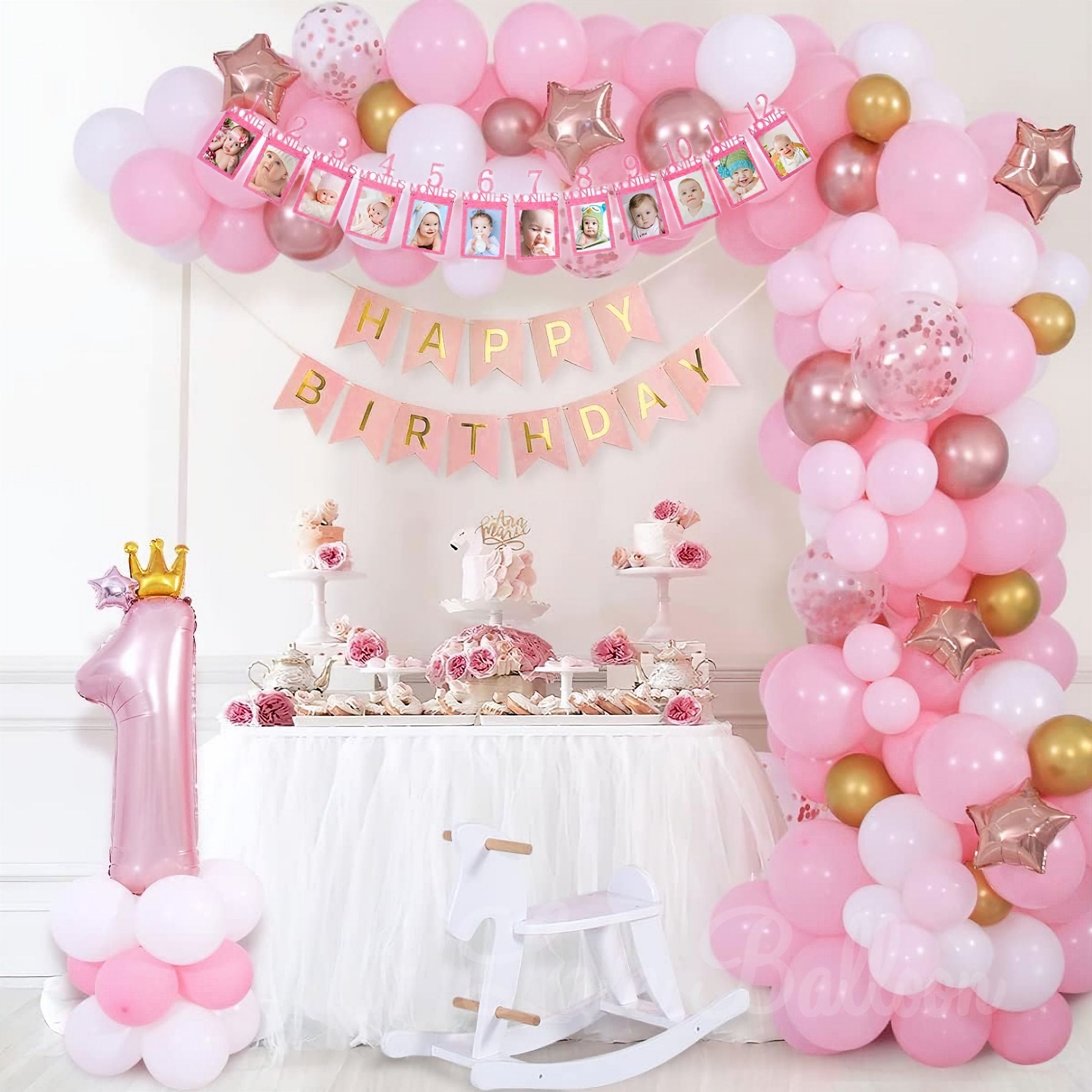 Adorable 1st Birthday Theme Birthday Decoration Combo Kit for Girl-image-24