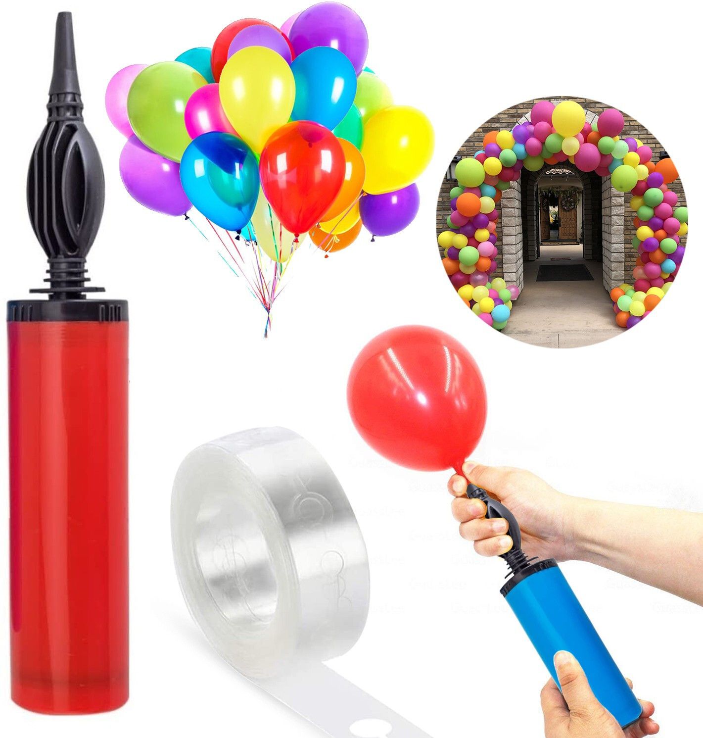 zyozique 12"Portable Air Pump,Inflator Air Pump with 1 pcs(16ft) Balloon Arc for Balloons-picture-32
