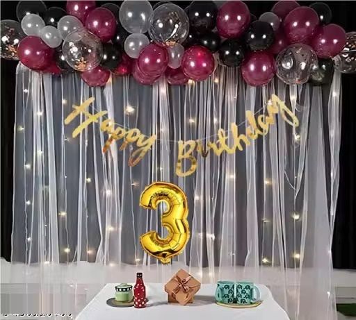 3rd White Net Curtain Decoration With Led Light For Birthday Decoration.-image-32