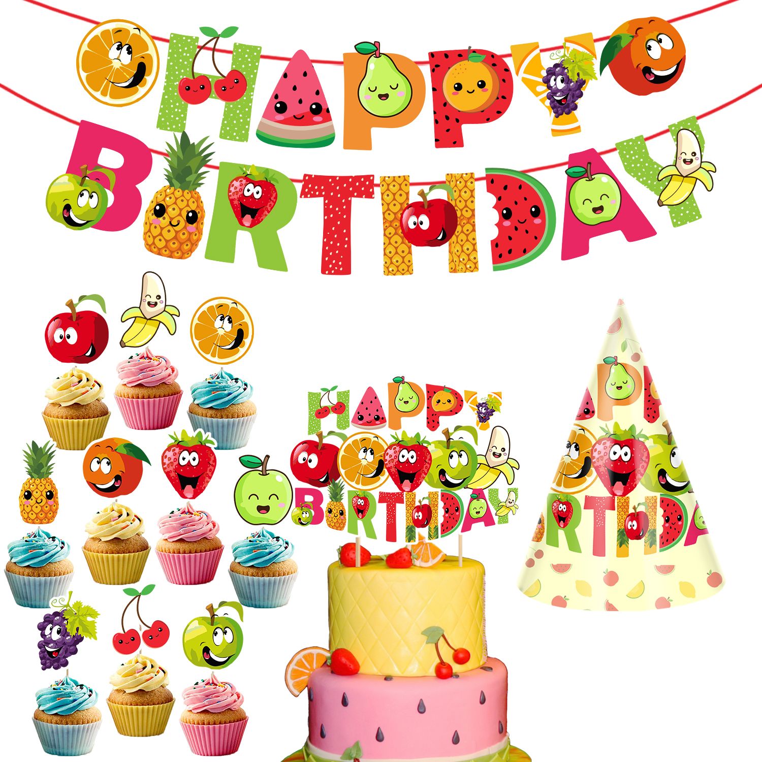 zyozi Fruit Theme Birthday Party,Fruit Party Decorations Fruit Happy Birthday for Kids-picture-21