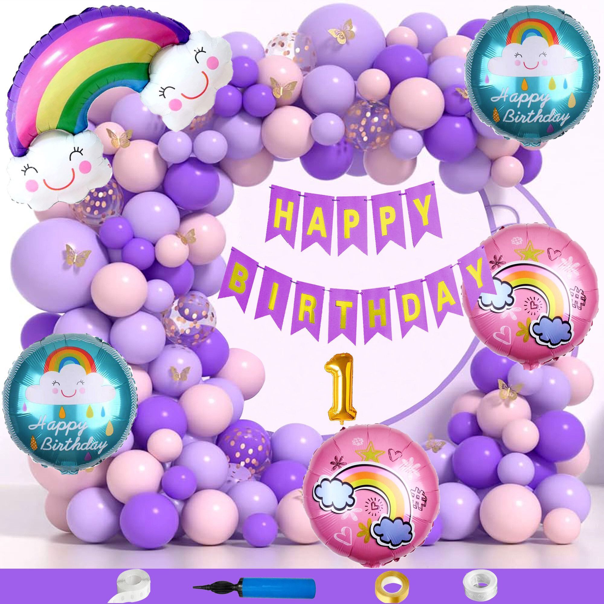 choice corner Happy Birthday Decoration 1 Year Combo For Kids Rainbow Theme Party-picture-11