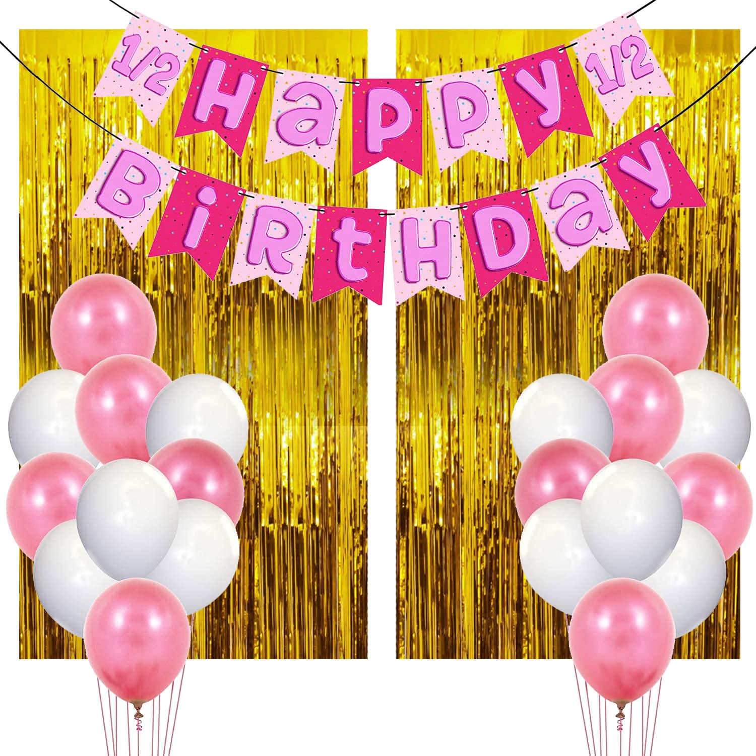 Half Birthday Decoration For Baby Girl 1/2 Birthday Decoration, Banner, Balloons-image-48