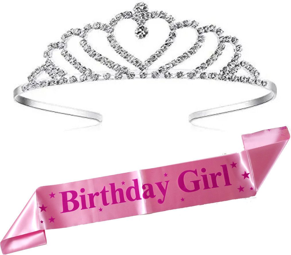 Birthday Girl Sashes and Crown I Rose Gold Sash I Diamond Ring Crown for Happy Birthday Girl Pack of 2 , Pink , Sliver-image-10