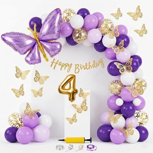 flying hub (4nd Birthday)62 Pcs Butterfly Birthday Decoration Kit for Girls-picture-35
